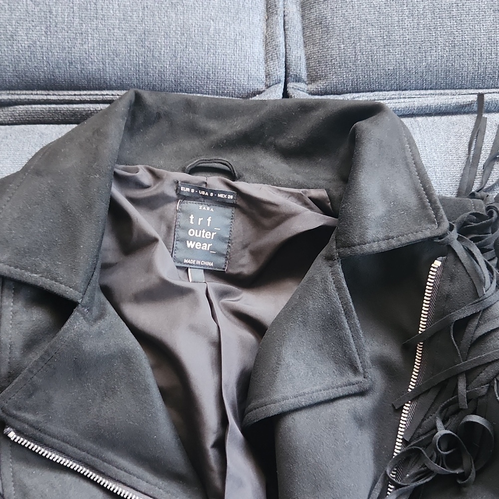 Zara suede fringe jacket
